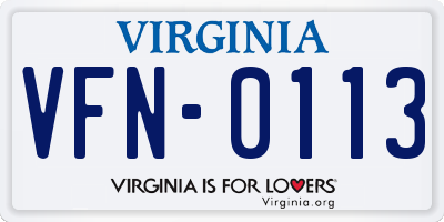 VA license plate VFN0113