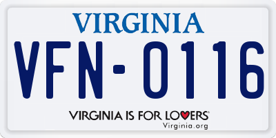 VA license plate VFN0116