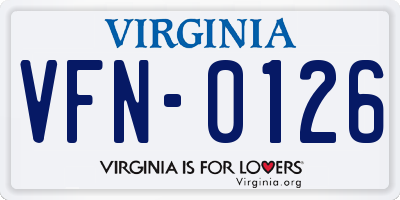 VA license plate VFN0126