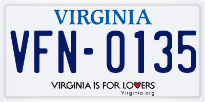 VA license plate VFN0135