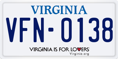 VA license plate VFN0138