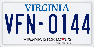 VA license plate VFN0144