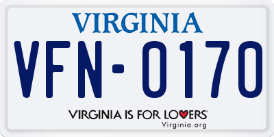 VA license plate VFN0170
