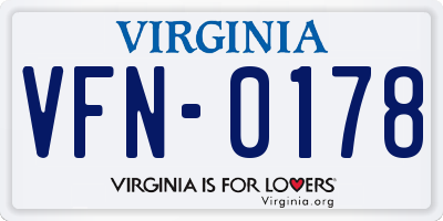 VA license plate VFN0178
