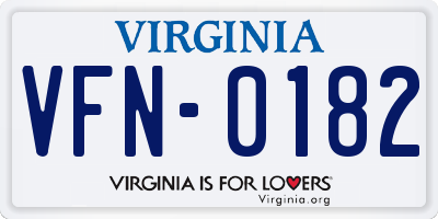 VA license plate VFN0182