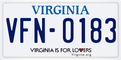 VA license plate VFN0183