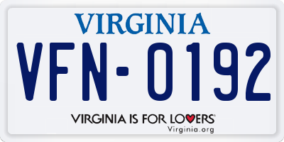 VA license plate VFN0192