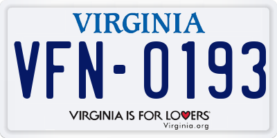 VA license plate VFN0193