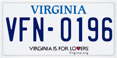 VA license plate VFN0196