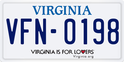 VA license plate VFN0198