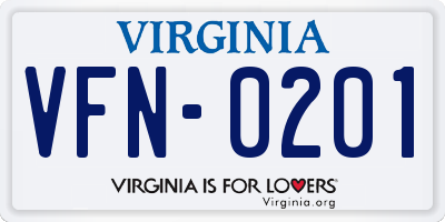VA license plate VFN0201