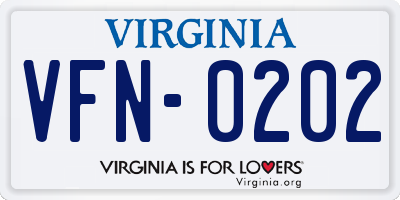 VA license plate VFN0202