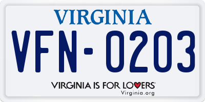 VA license plate VFN0203