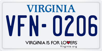 VA license plate VFN0206