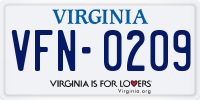 VA license plate VFN0209