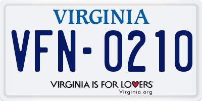 VA license plate VFN0210