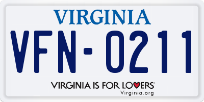 VA license plate VFN0211