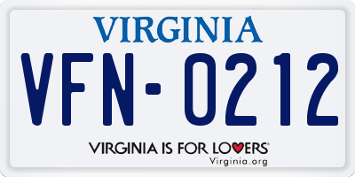 VA license plate VFN0212