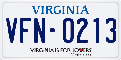 VA license plate VFN0213