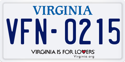 VA license plate VFN0215