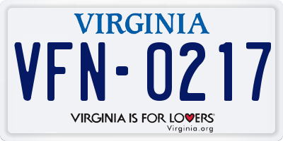 VA license plate VFN0217