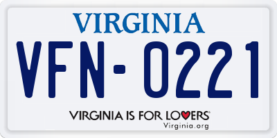 VA license plate VFN0221