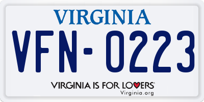 VA license plate VFN0223