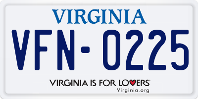 VA license plate VFN0225