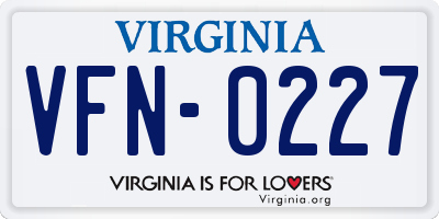 VA license plate VFN0227