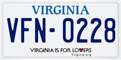VA license plate VFN0228