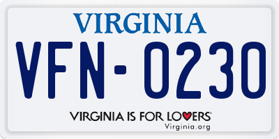 VA license plate VFN0230
