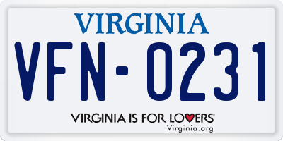 VA license plate VFN0231
