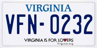 VA license plate VFN0232
