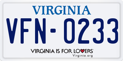 VA license plate VFN0233