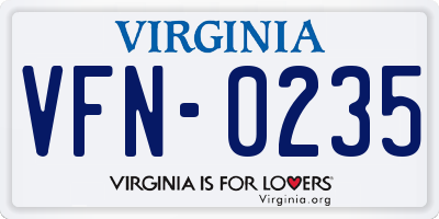 VA license plate VFN0235