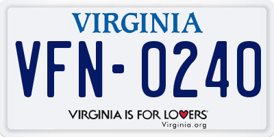 VA license plate VFN0240