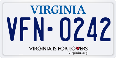 VA license plate VFN0242
