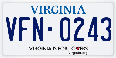 VA license plate VFN0243