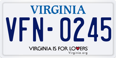 VA license plate VFN0245