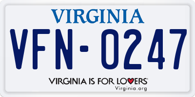 VA license plate VFN0247