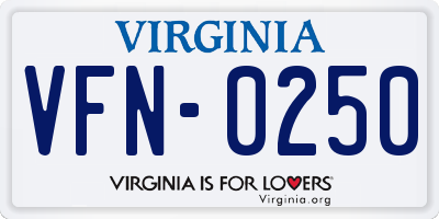 VA license plate VFN0250