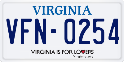 VA license plate VFN0254