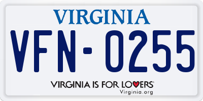 VA license plate VFN0255