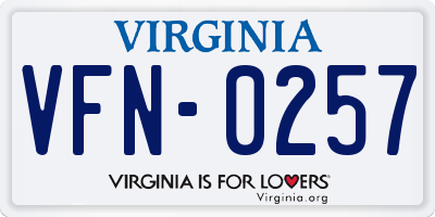 VA license plate VFN0257