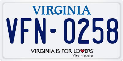 VA license plate VFN0258