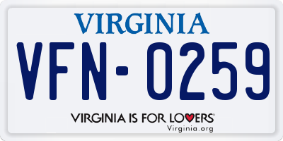 VA license plate VFN0259