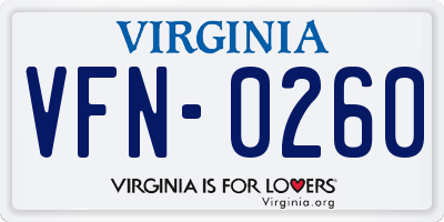 VA license plate VFN0260