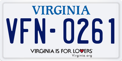 VA license plate VFN0261