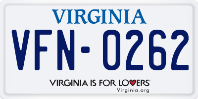 VA license plate VFN0262