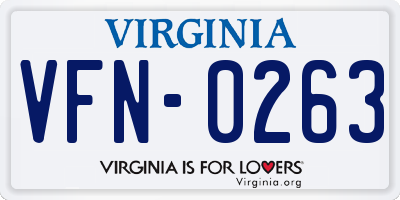 VA license plate VFN0263